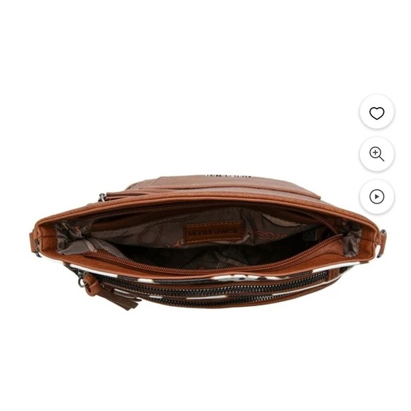 Montana West Crossbody Bag Womens Brown Cow Print Guitar Strap Purse‎ MWC-8518BR - Picture 6 of 12